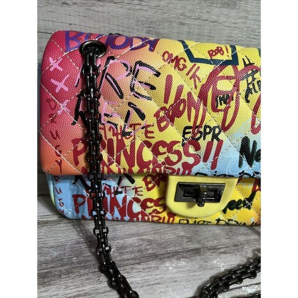 Graffiti Quilted PurseāColorful 10ā - Picture 2 of 14